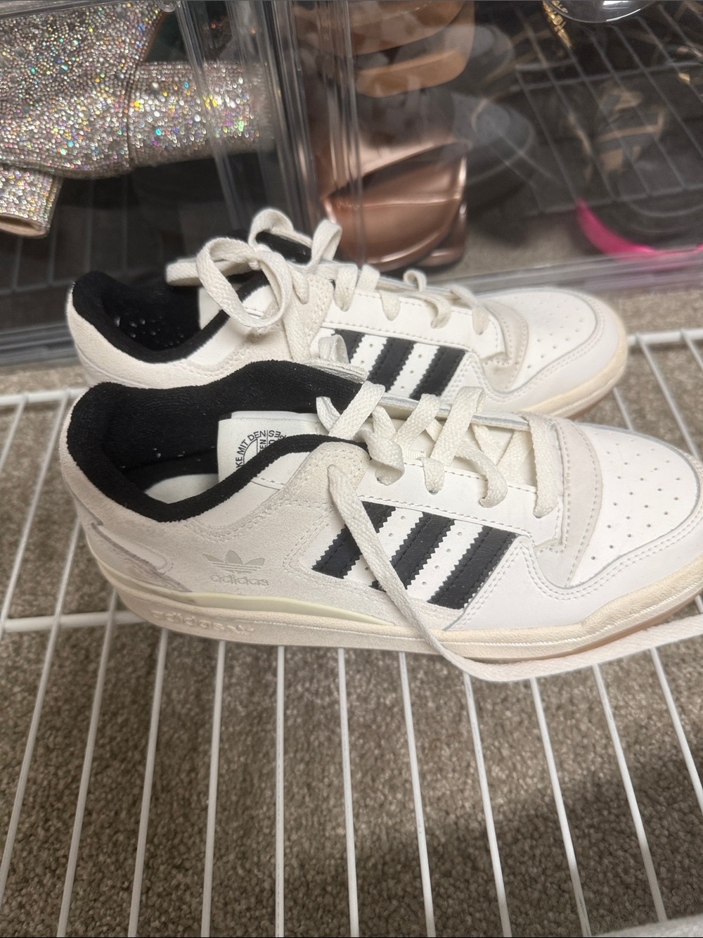 adidas White Leather Low-Top Sneakers with Black Stripes